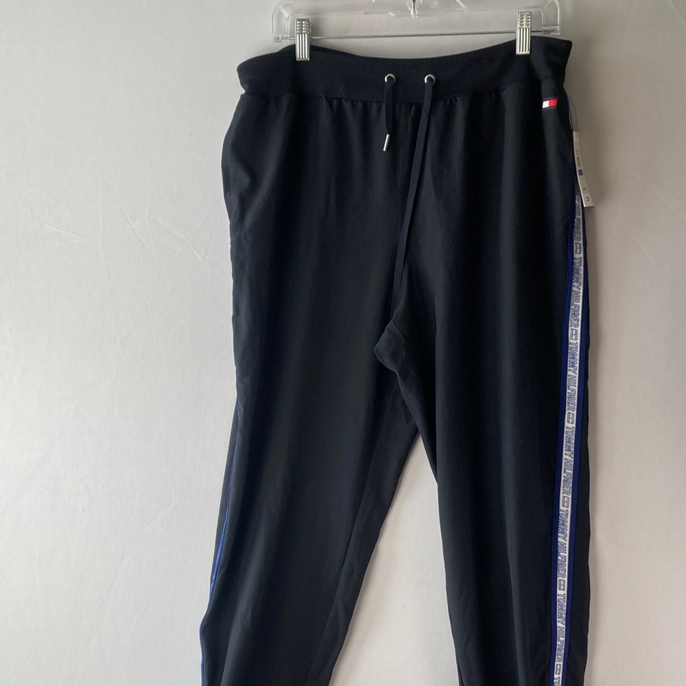 Tommy Hilfiger Black Joggers with Blue Stripe